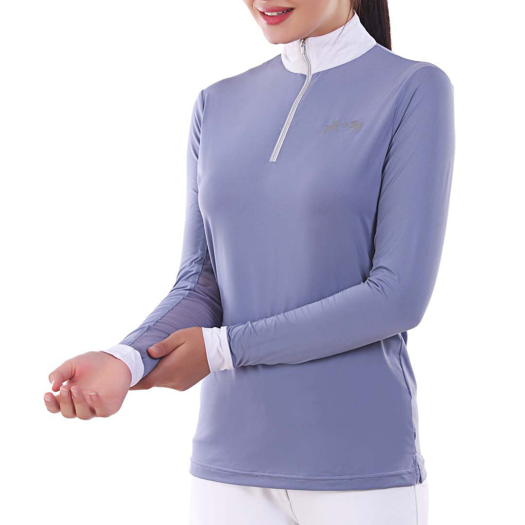 purple long sleeve riding shirt