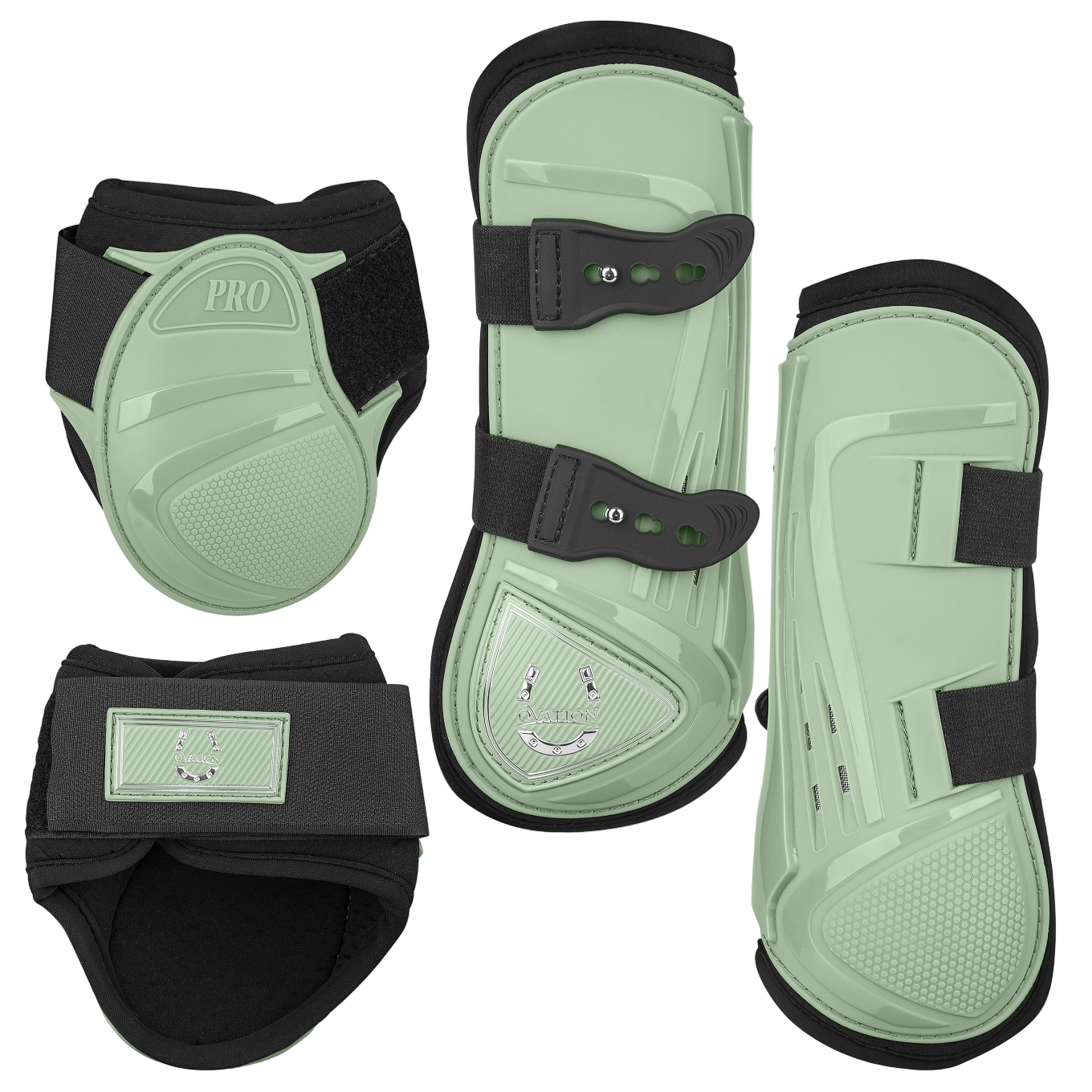set of green horse boots