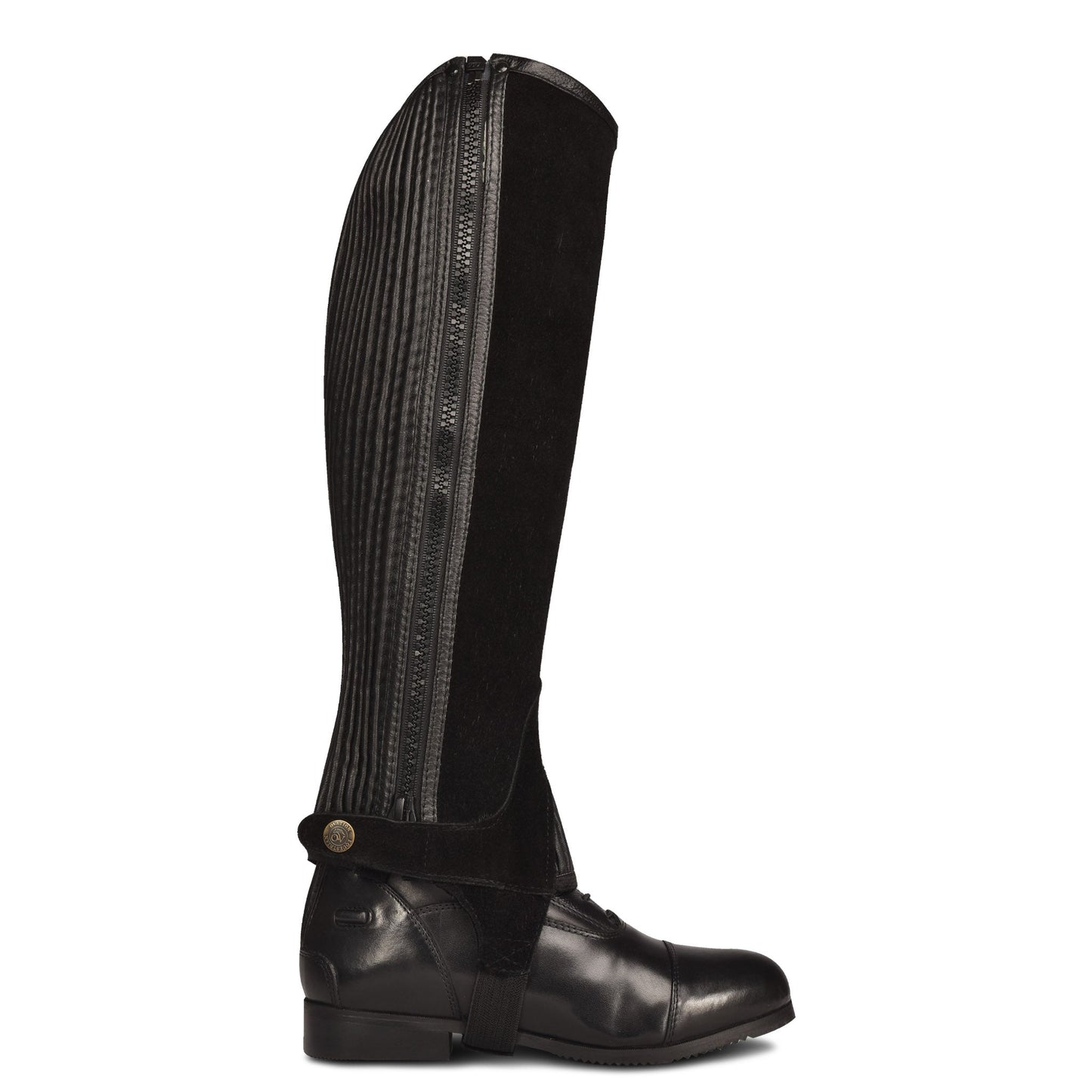 black suede half chaps