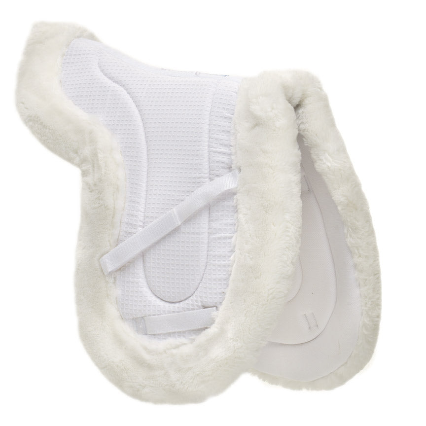 white hunter saddle pad with sherpa lining