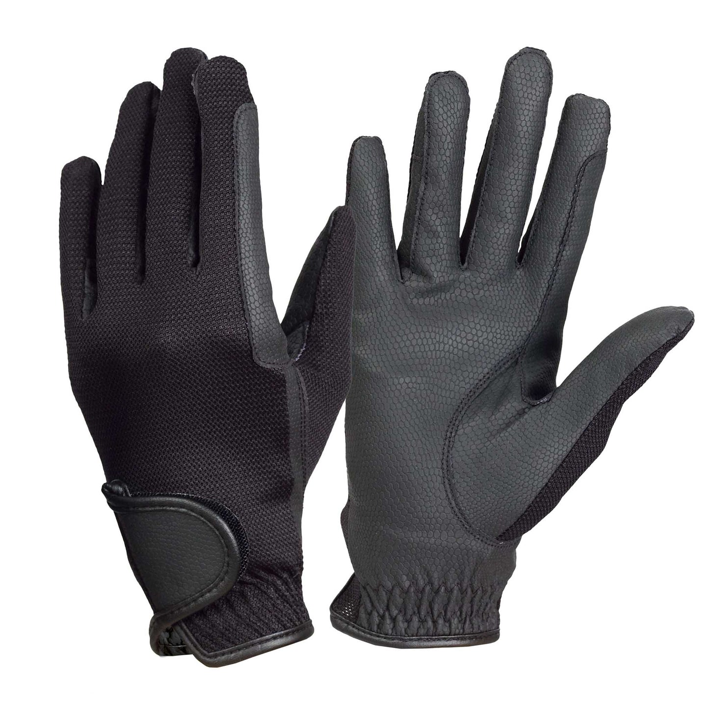 black textured riding gloves