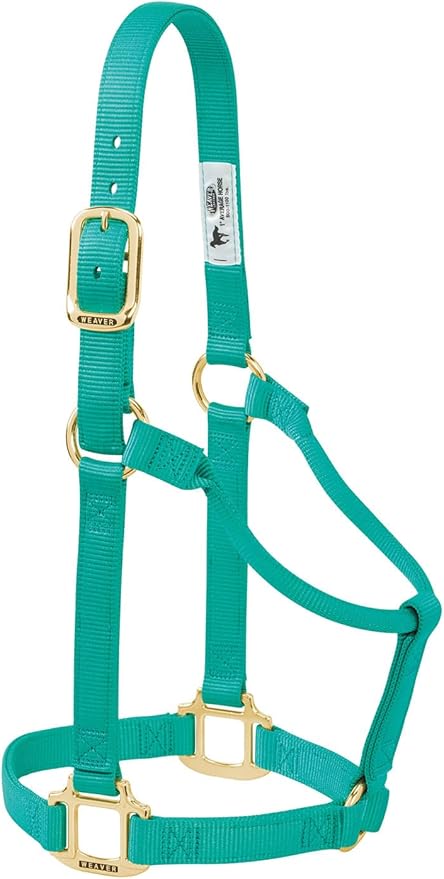 Weaver Equine Nylon Horse Halter, Triple-Ply Cheek Design, Original Non Adjustable Halters for Horses in Black, Average Size