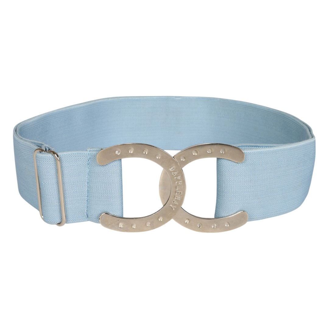 Light blue belt with gold double ring buckle