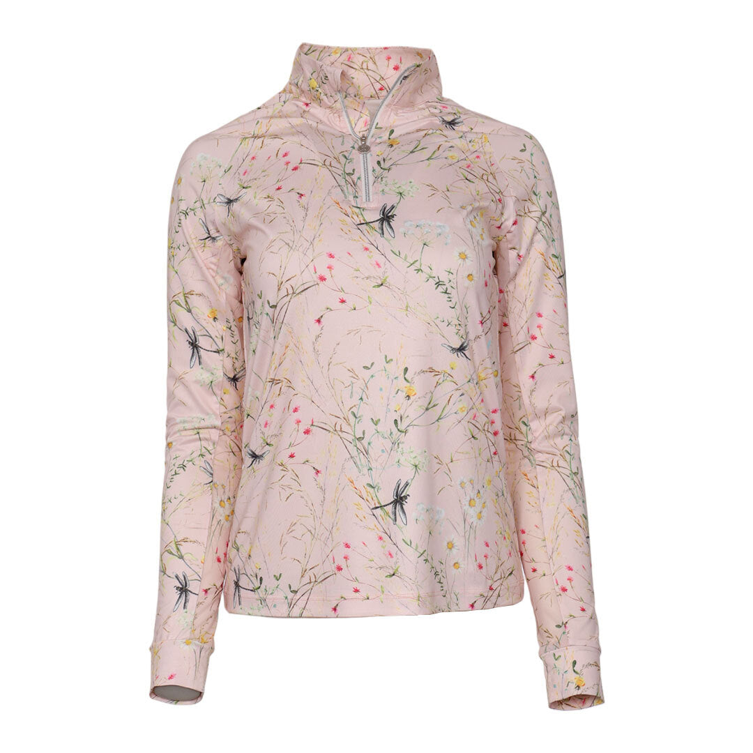 Dapplebay Dragonfly Meadow 1/4 Zip Riding Top-Light Pink