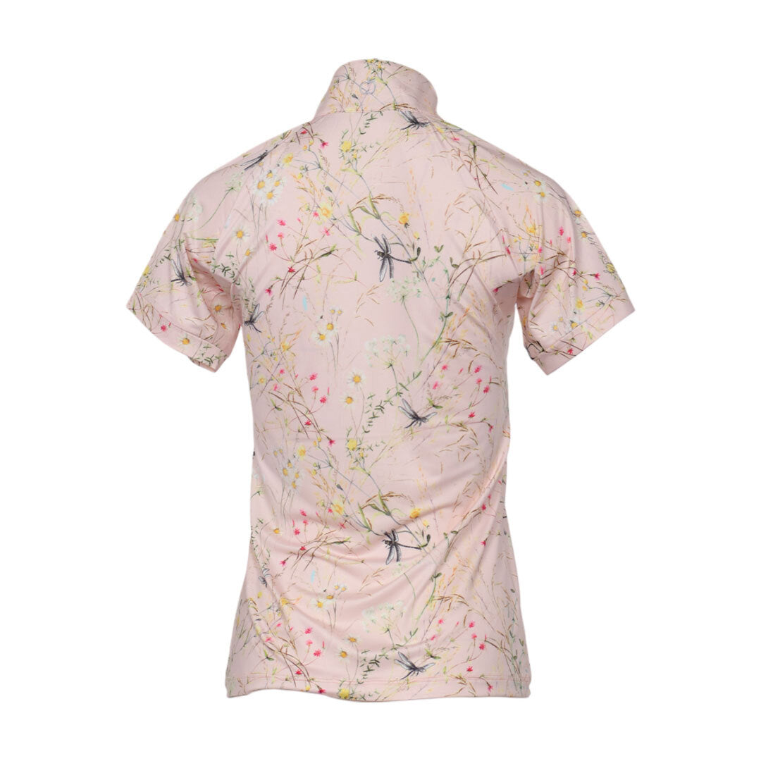 pink patterned short sleeve riding shirt