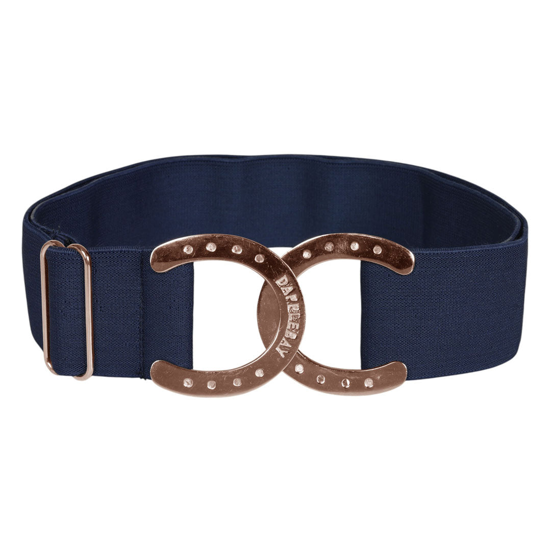 navy belt with horseshoe buckle