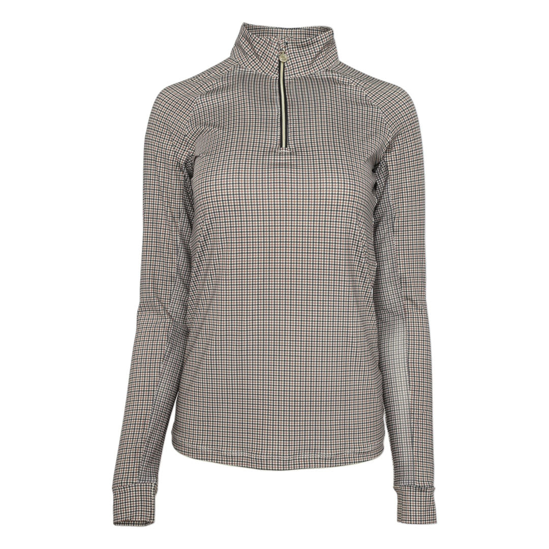 long sleeve houndstooth print riding shirt