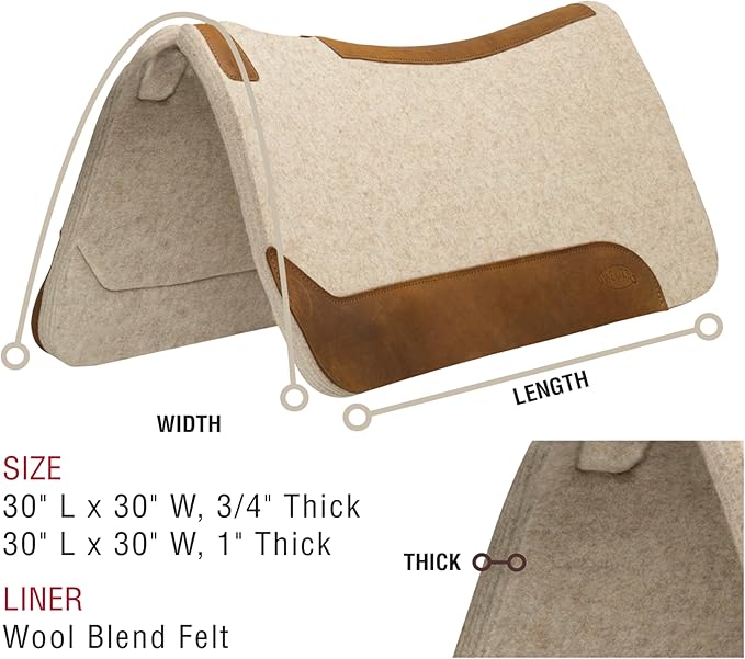 Weaver Equine Contoured Wool Felt Saddle Pad, Tan