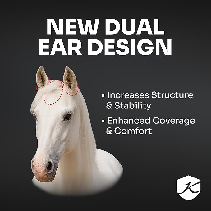 Kensington UV Horse Fly Mask with Web Trim - Protective Mask with Dual Ear Opening & Forelock Freedom