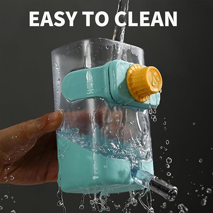 PODOO Rabbit Food Water Dispenser, 24oz No Drip Bunny Water Feeder, 34oz Large Hanging Automatic Pet Food Dispenser, Hanging Outside or Inside The Cage for Small Animals (Food+Water)