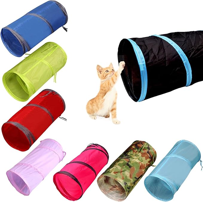 iCAGY Foldable Spiral Cat Tunnel - Indoor Toy for Small Cats, Kittens, and Rabbits - Tube for Interactive Play and Outdoor Fun - Pet Activity Toy 20" 3 Pcs