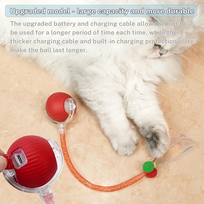 New Upgraded Cat Ball Toy - Speedy Tail 2.0 Cat Toy, Interactive Cat Toy Ball, Stimulating Toys and Juguetes para Gatos, Cat Toys for Bored Indoor(Sound Switchable) (Blue)