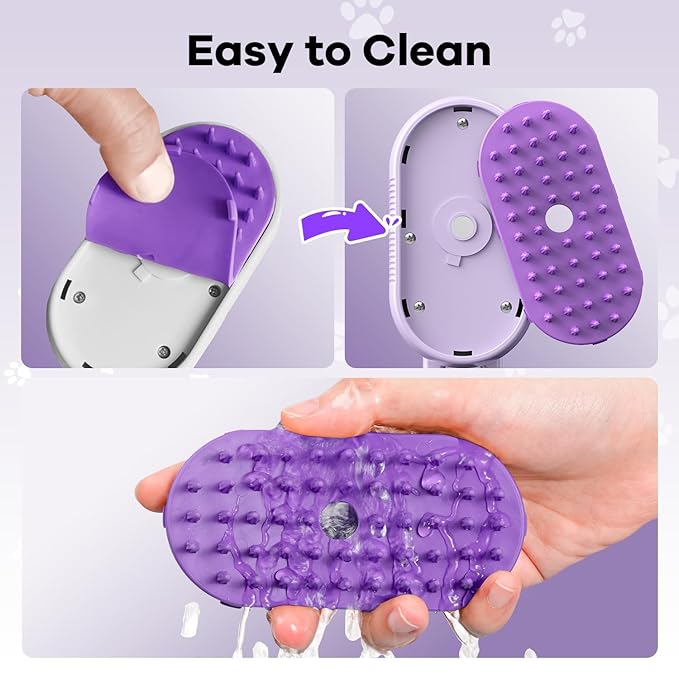4 in 1 Cat Steam Brush Rechargeable pet spray comb Steam Brush for Cats and Dogs, Massage, Cleaning, Shedding & Combing Multifunctional Hair Removal Anti Static Grooming Tool for home (Beige)