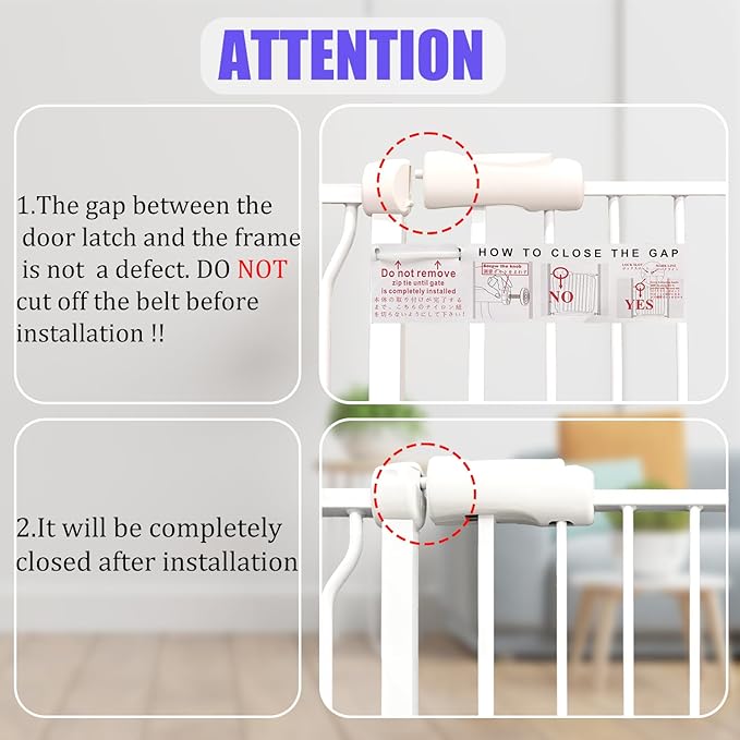 Extra Wide Baby & Dog Gate 62-67 Inch, Pressure Mounted No Drilling, Adjustable Indoor Safety Gate for Stairs & Wide Doorways - Metal Design for Kids and Pets, White