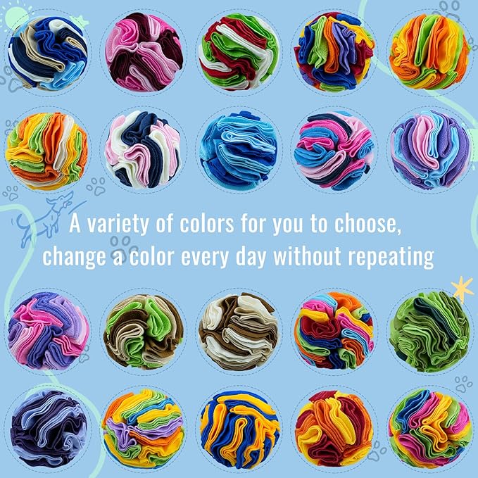 Pet Snuffle Ball, Puzzle Sniffing Interactive Dog Ball for Blind Dogs Training Stress Relief Dog Enrichment Toys Treat Machine Washable (15cm, Rainbow Color)