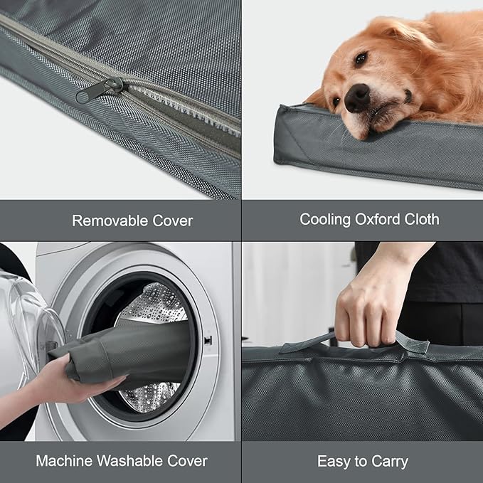 Outdoor Dog Bed for Small Dogs, Waterproof Dog Crate Bed for Small Dogs, Orthopedic Egg Crate Foam Puppy Beds with Washable and Removable Oxford Cover, Grey
