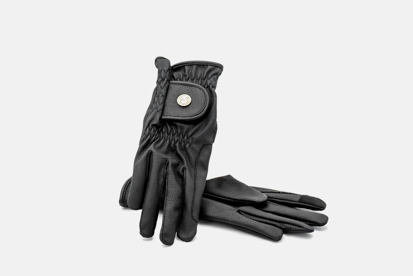 black leather riding gloves