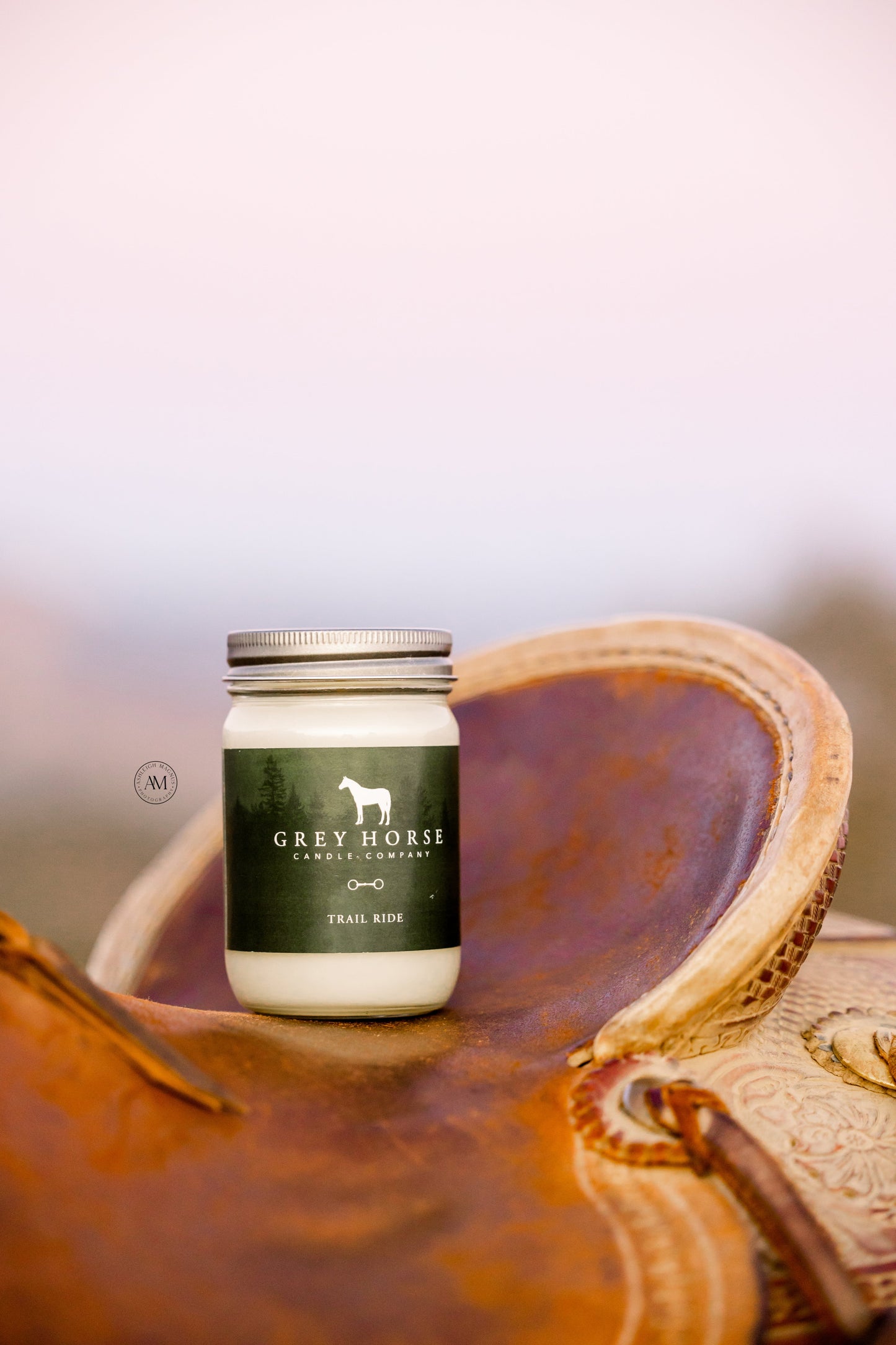 Trail ride jar candle by Grey Horse Candle Co