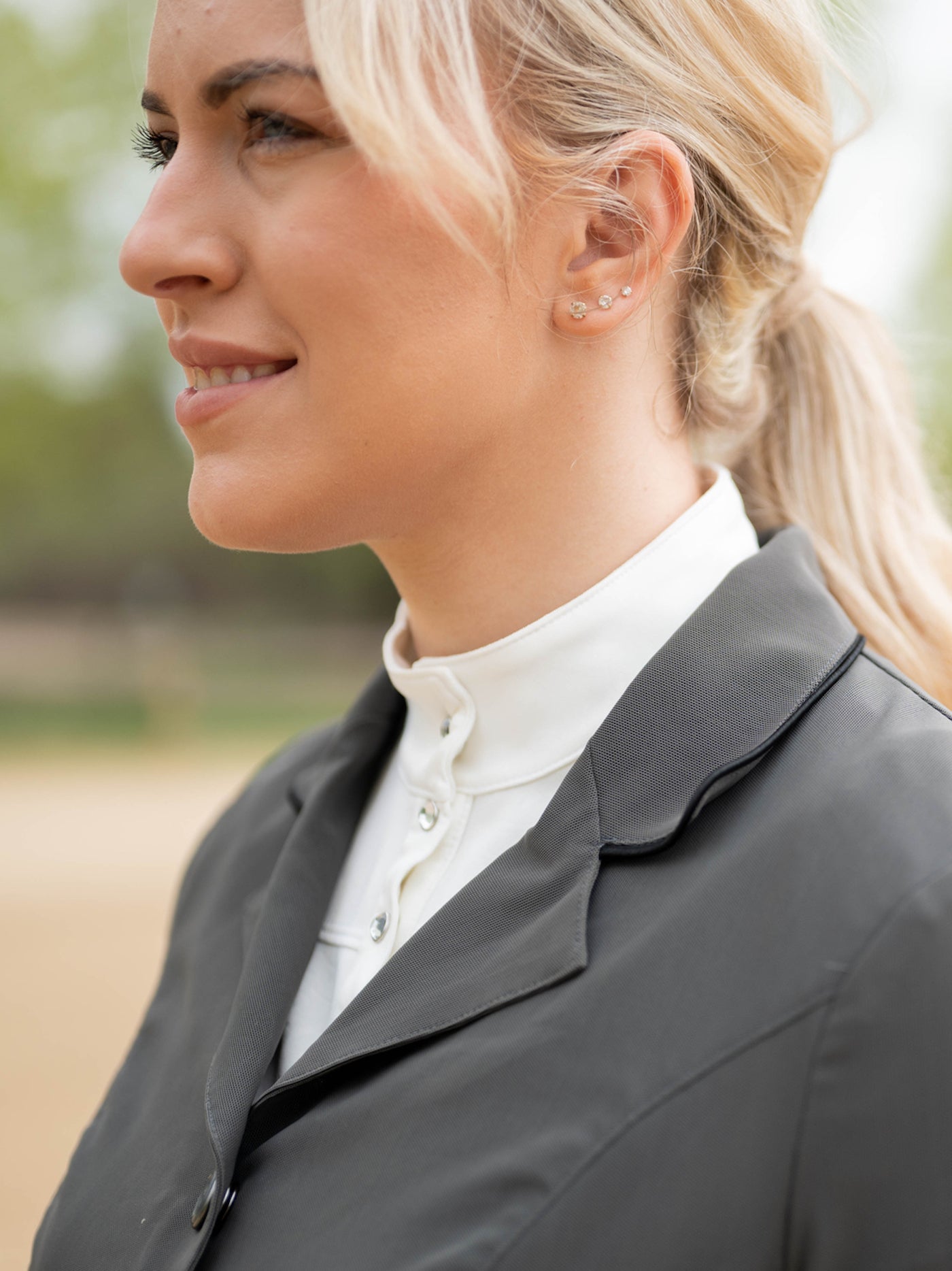 Grey mesh hunt show riding coat