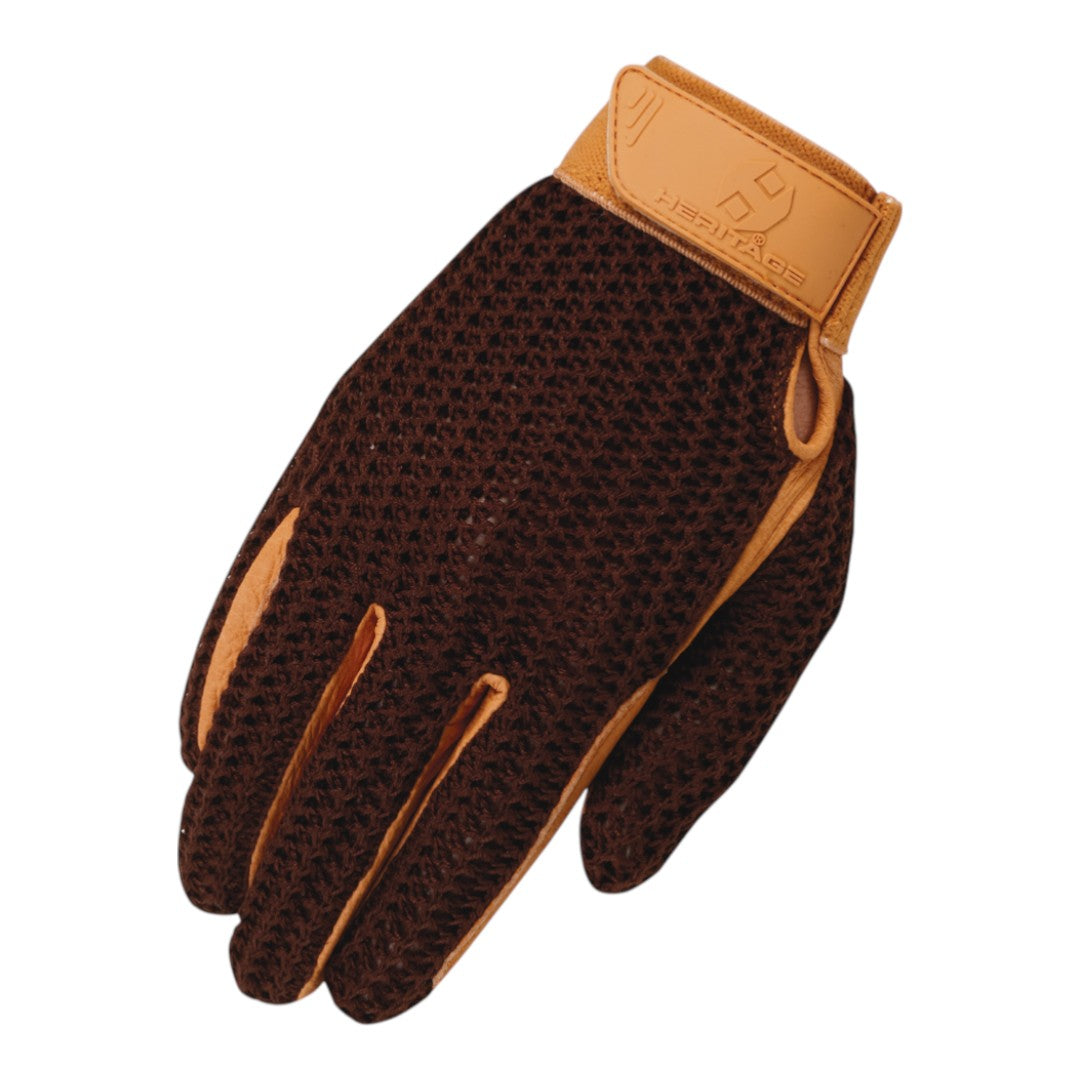 brown crochet glove