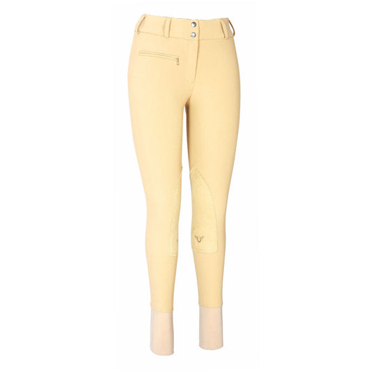 Yellow riding pants on a white background