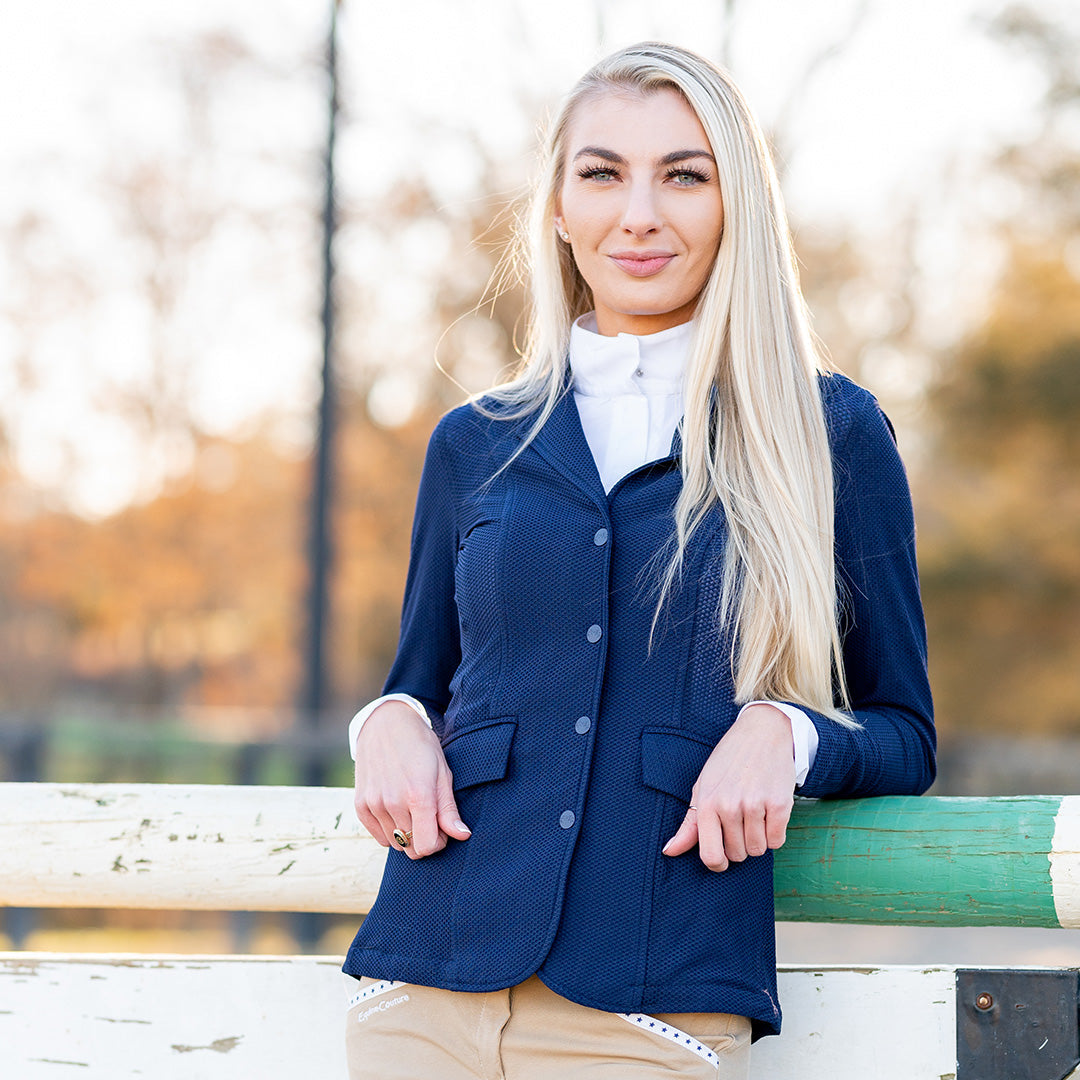 navy blue show coat
