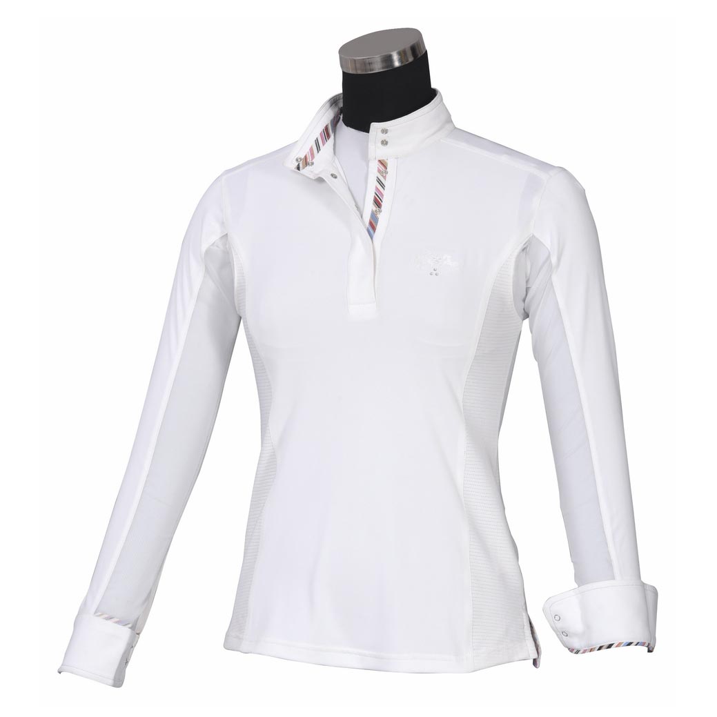 white show shirt with colorful trim