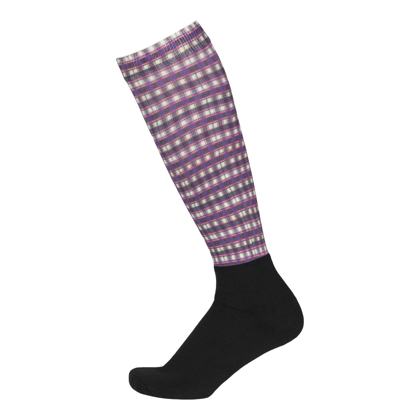knee sock with pink plaid pattern