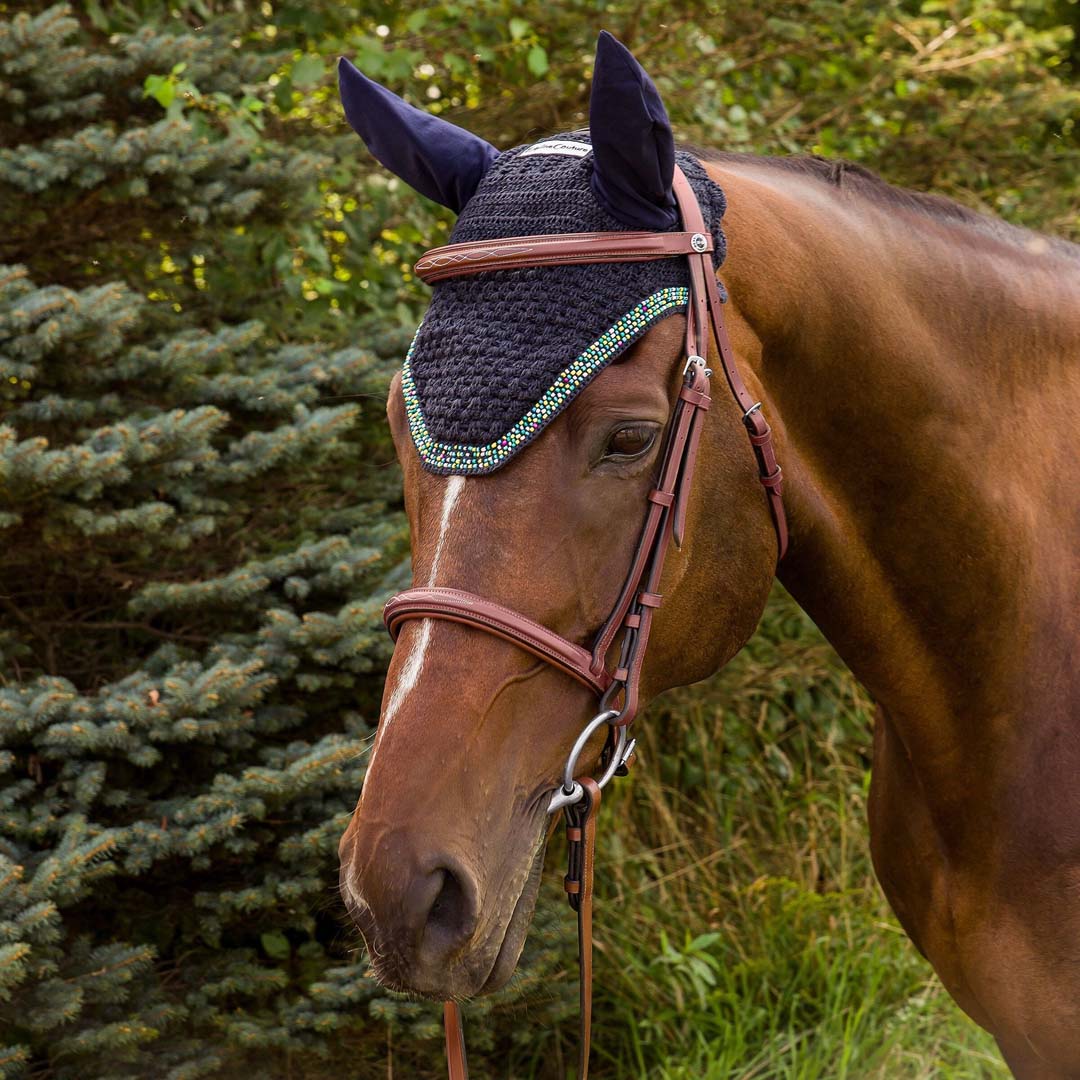 navy crochet fly bonnet
