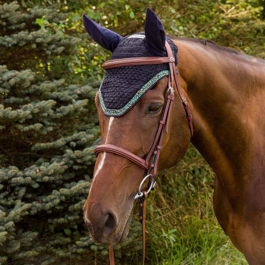 navy crochet fly bonnet