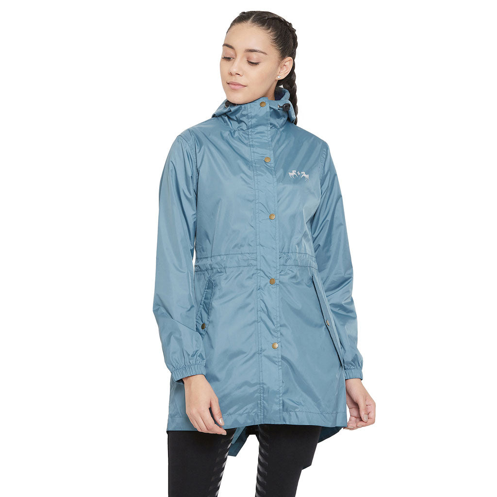 blue rain jacket
