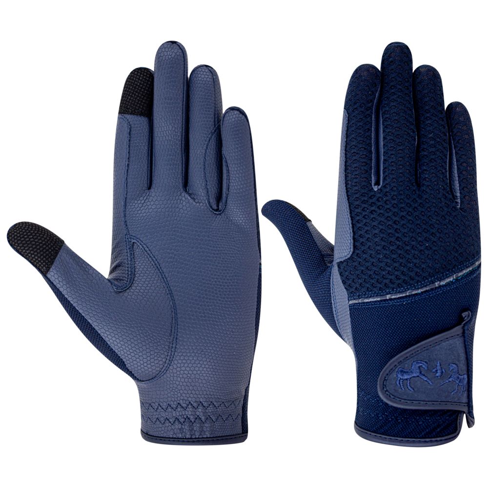 blue riding gloves