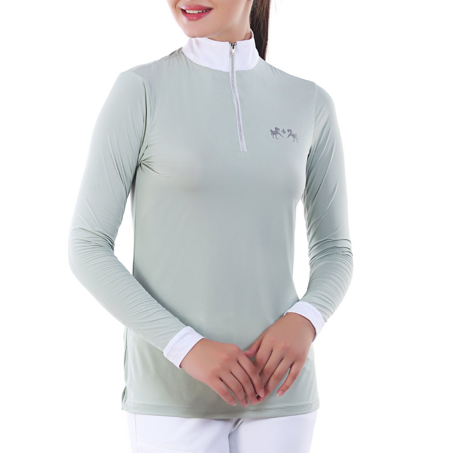 green long sleeve riding shirt