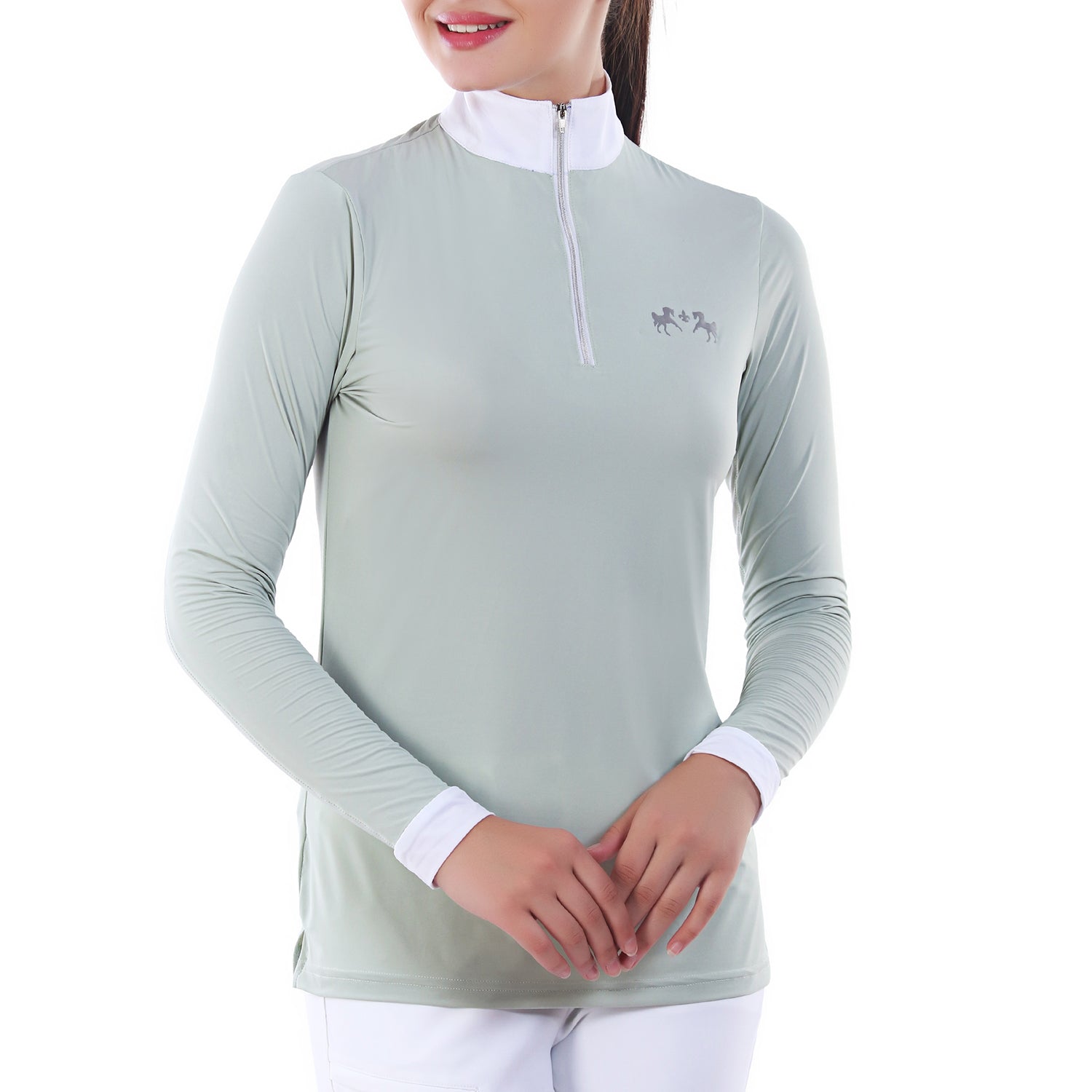 green long sleeve riding shirt