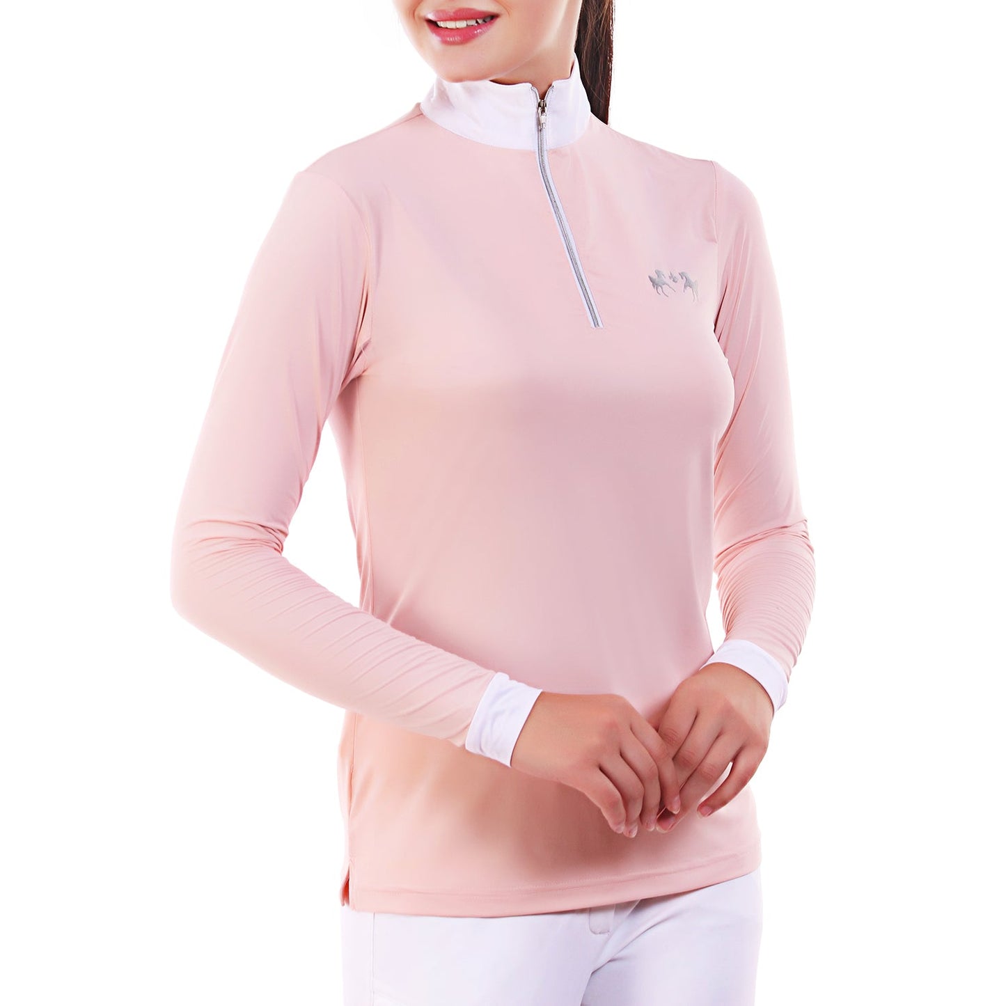 pink long sleeve riding top