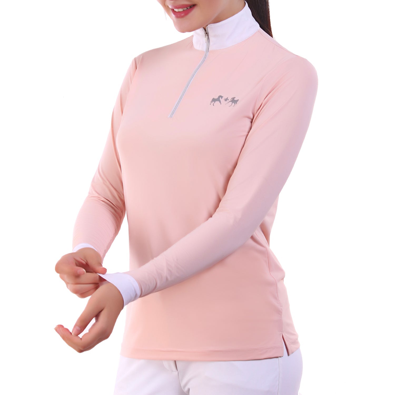 pink long sleeve riding top