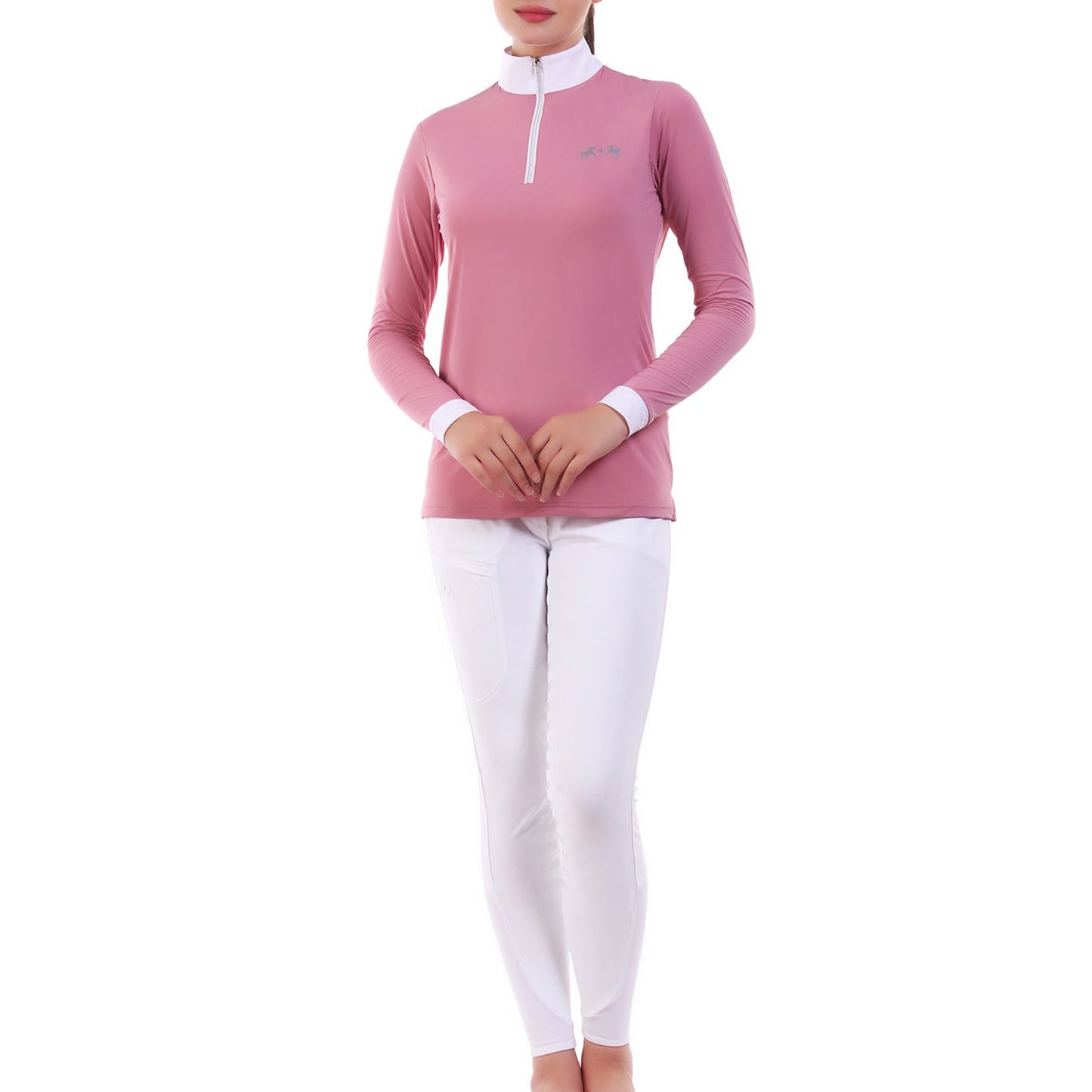 dark pink long sleeve riding shirt