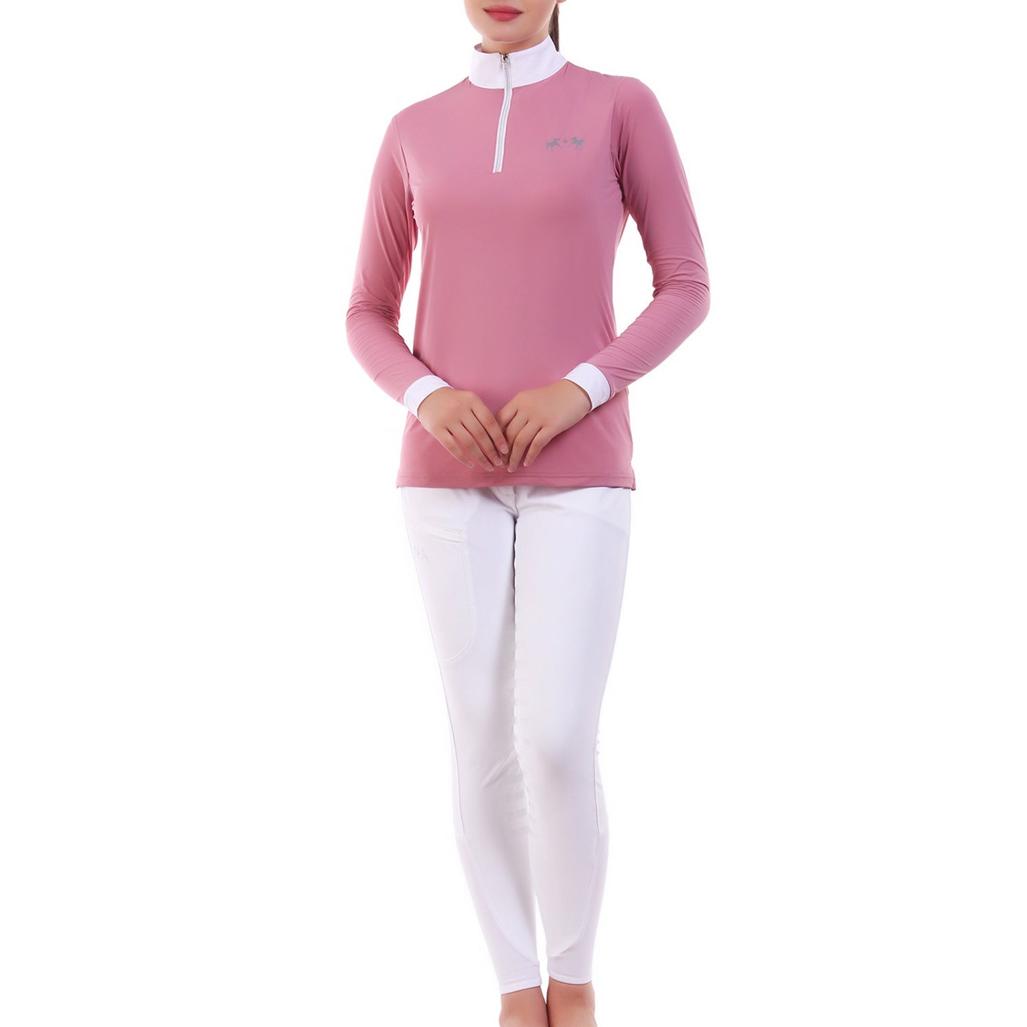 dark pink long sleeve riding shirt