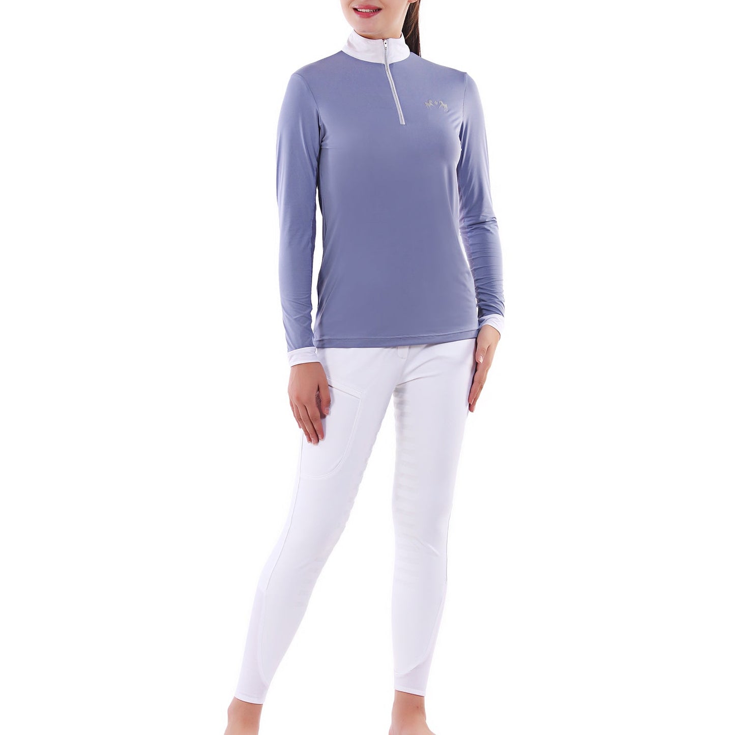 purple long sleeve riding top