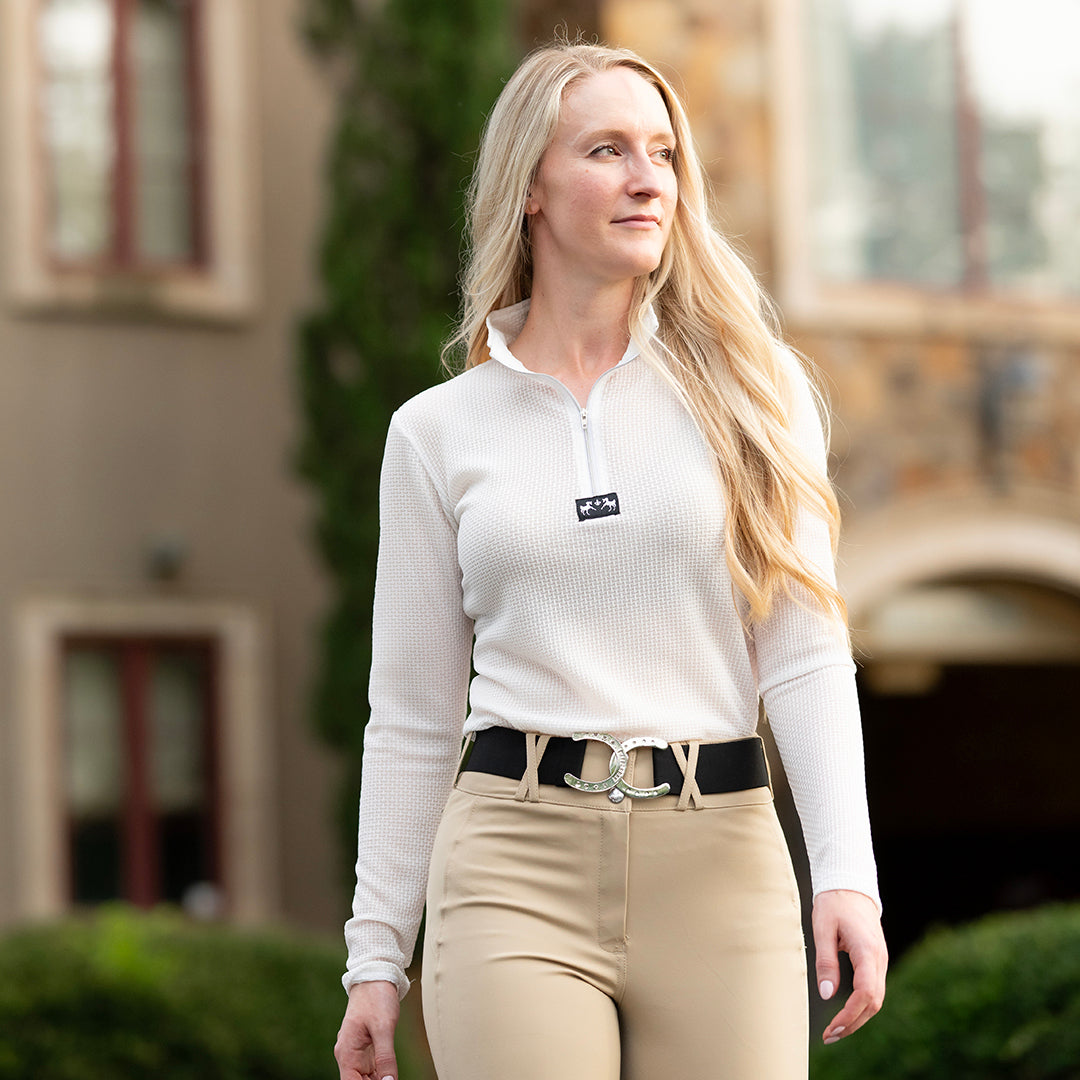 white long sleeve riding shirt