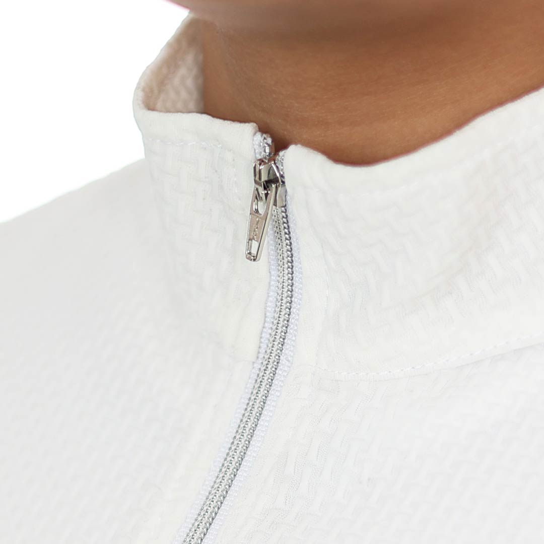 white zipper riding shirt