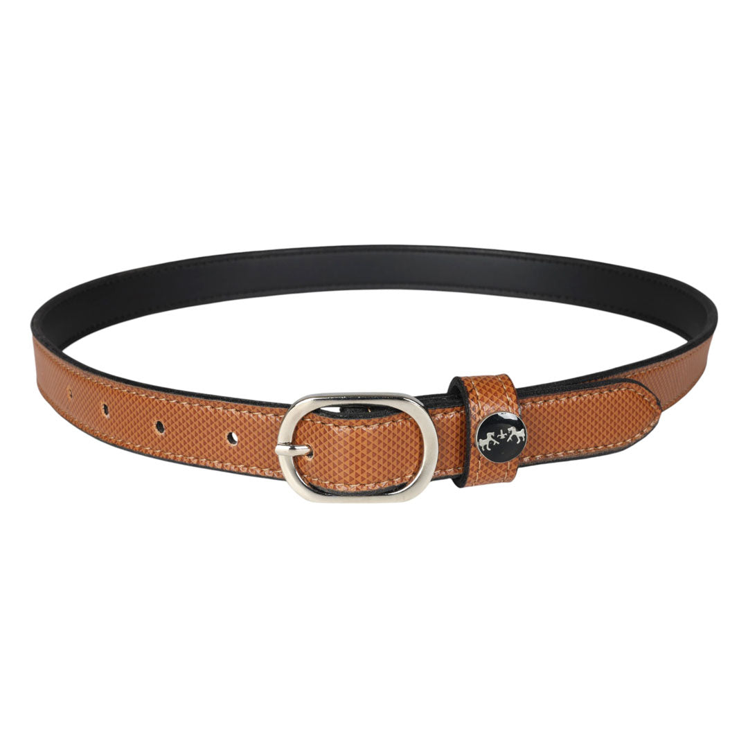 Vegan leather riding belt in brown
