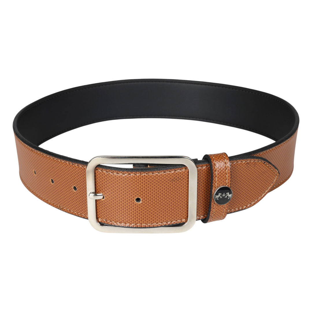 Vegan leather riding belt in brown