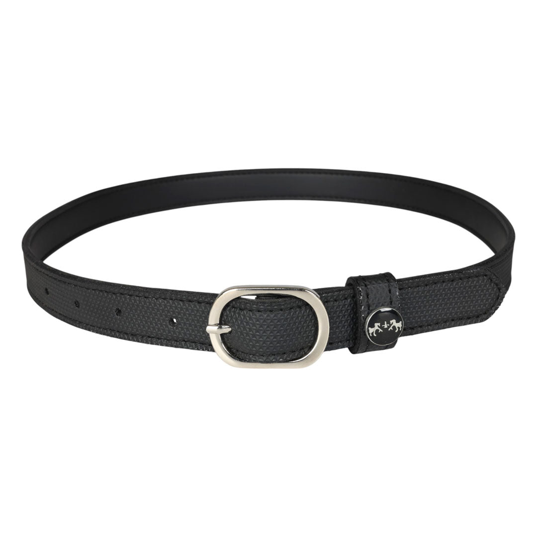 Vegan leather riding belt in black