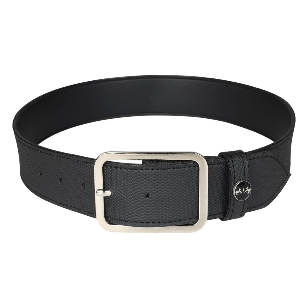 Vegan leather riding belt in black