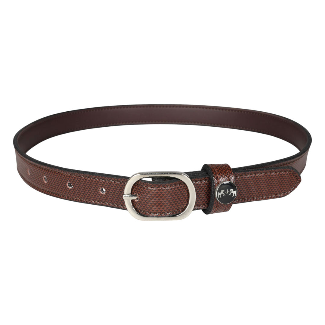Vegan leather riding belt in brown