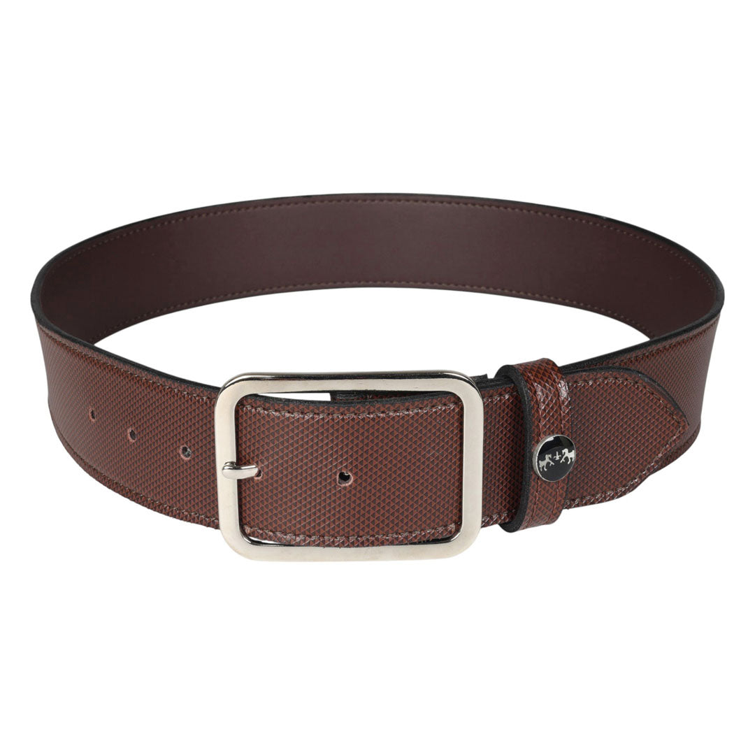 Vegan leather riding belt in brown