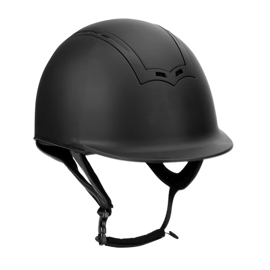 Black helmet with a brand logo on a white background