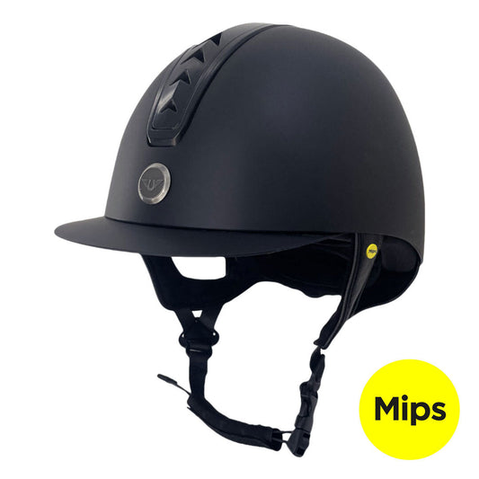 Black helmet with MIPS logo on a white background