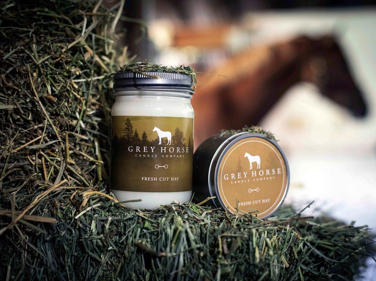 jar candle with fresh cut hay scent
